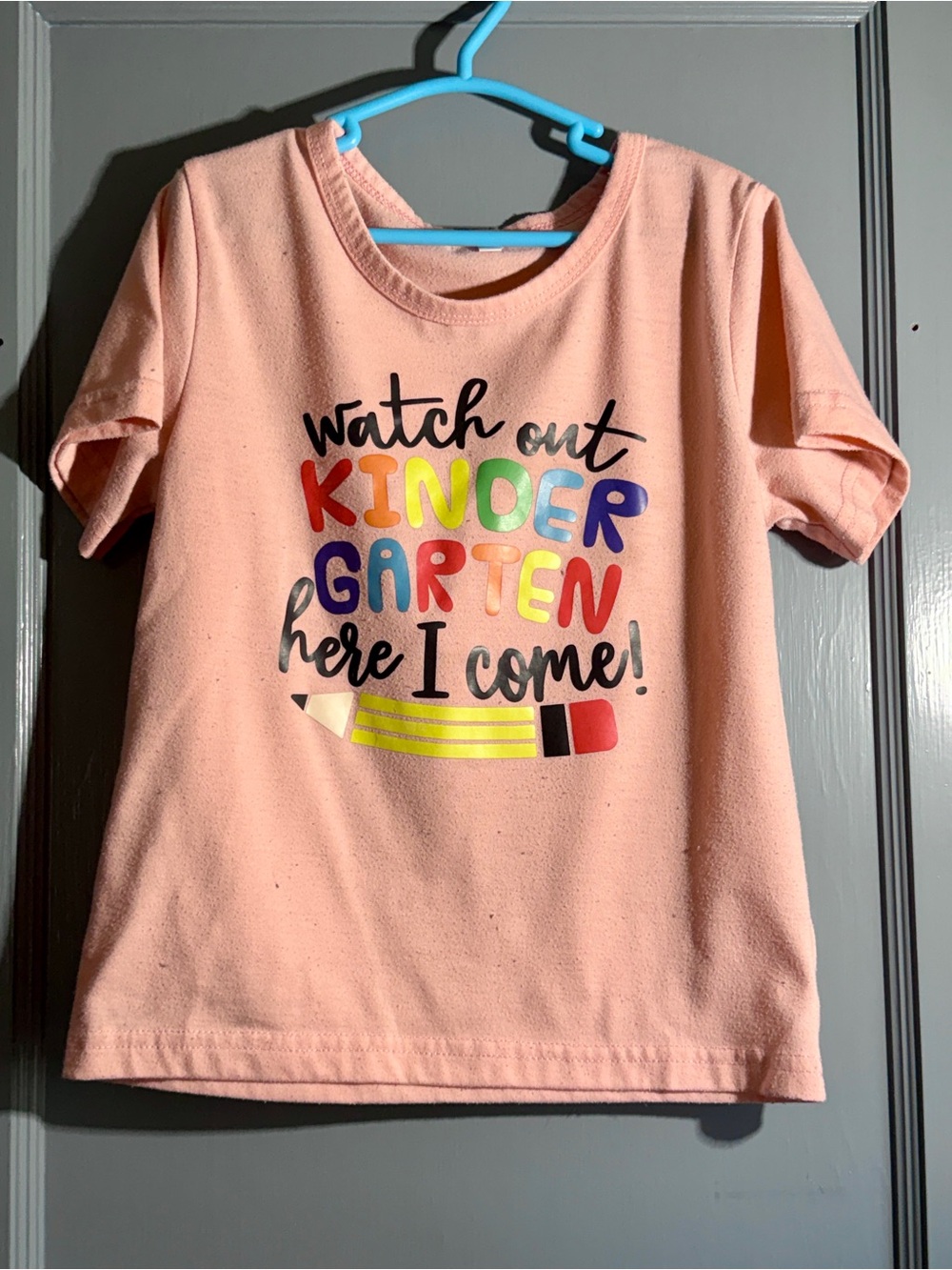 Kids Peach 'Watch Out Kindergarten Here I Come!' Graphic Tee